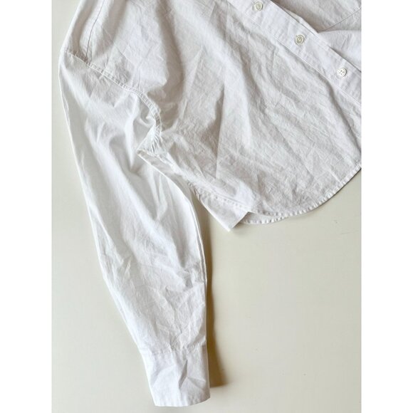 BANANA REPUBLIC White Cotton Poplin Cropped Button Down Skimmer Shirt, Size XS - Picture 8 of 14